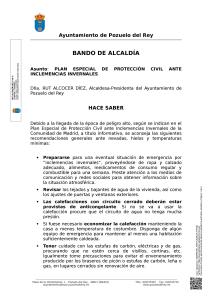 Bando Plan Especial de Protección Civil ante inclemencias invernales