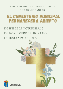 Horario del cementerio con motivo de la festividad de Todos los Santos